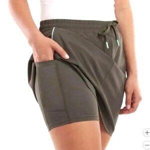 Ella Sport Women's Plus Size XXL Olive Built in Shorts Elastic Waist Skort NWT